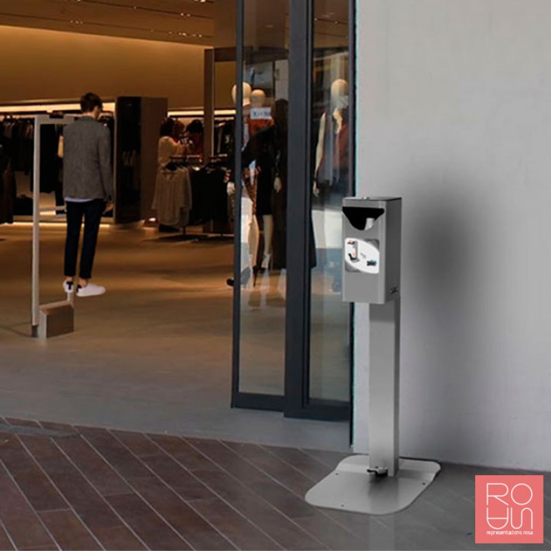 Dispensador a pedal per gel hidroalcohòlic amb antirobatori per a la COVID-19